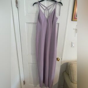 Aidan Mattox Purple Ruched Spaghetti Strap Gown
